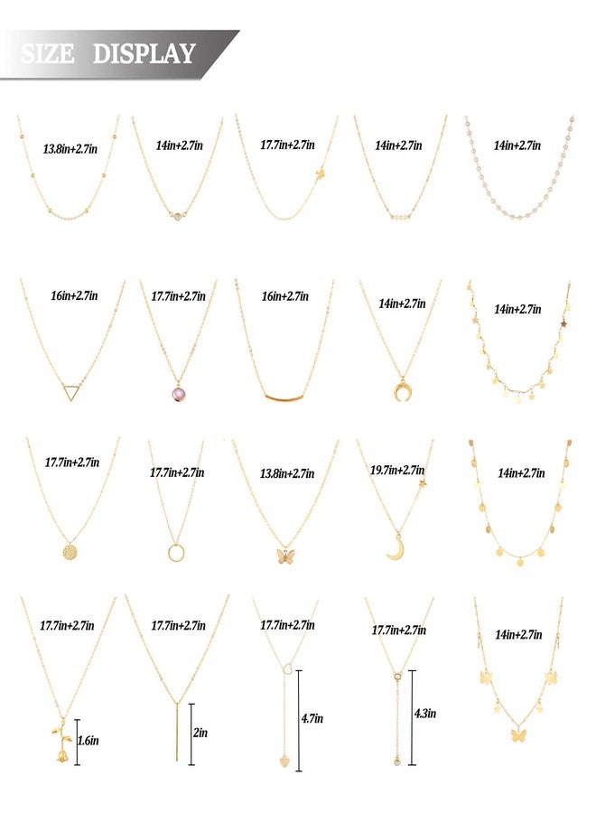 Honsny 20PCS 14K Gold Plated Choker Necklaces for Women, Dainty Gold Diamond Coin Pearl Pendant Simple Chain Necklace Set Cute Gold Layered Necklaces for Women Teen Jewelry Gifts - Image 5